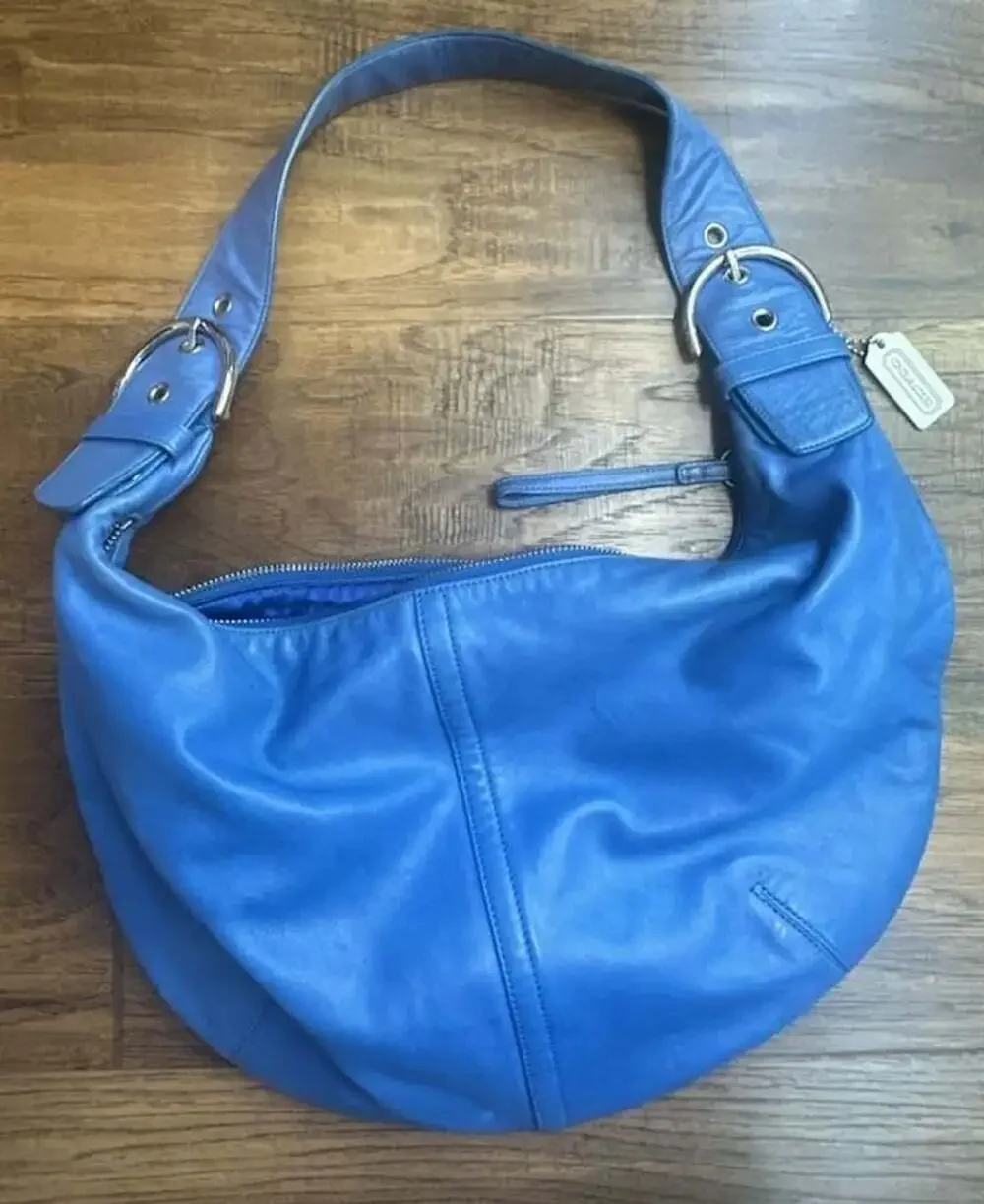 Coach RARE Blue Leather Lamb Nappa Vintage Y2K Tortilla Slouch Hobo 9619
